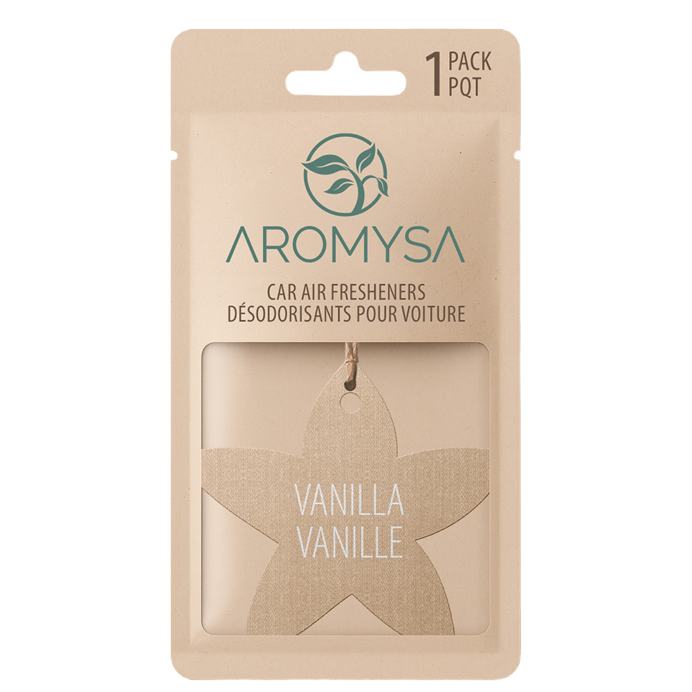 Image Paquet de 1 sent-bon pour voiture - VANILLE, forme fleur de vanille